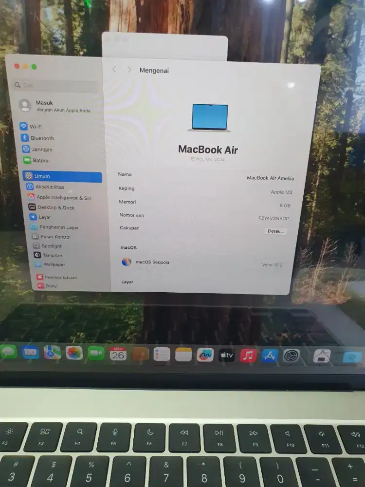 Macbook Air M3 2024 15 inc ram8/512ssd like new ibox