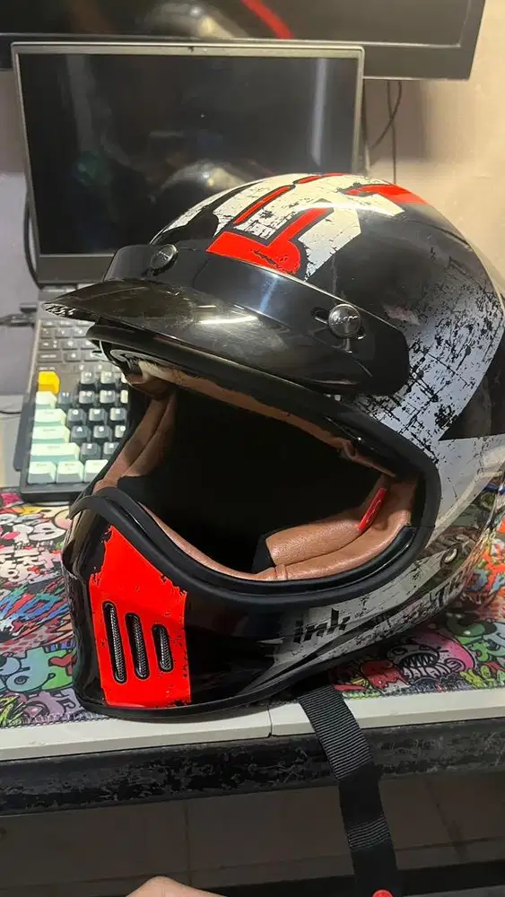 JUAL HELM FULLFACE BARU INK TROOPER KACA BISA DIBUKA