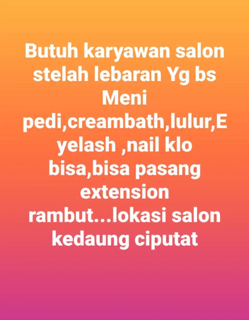 LOKER SALON DiCIPUTAT
