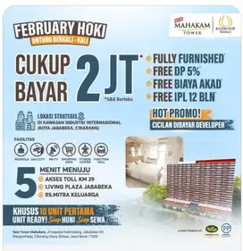 Apartemen fully furnished DP 0% cicilan 2 jtan