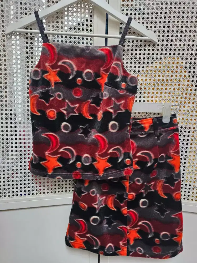 Stelan rok blus beludru korea