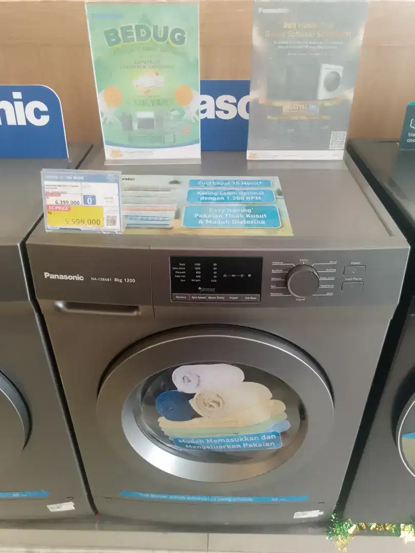 Mesin Cuci Panasonic Front Loading 8 Kg Silver NA-128XB1LNE/SL