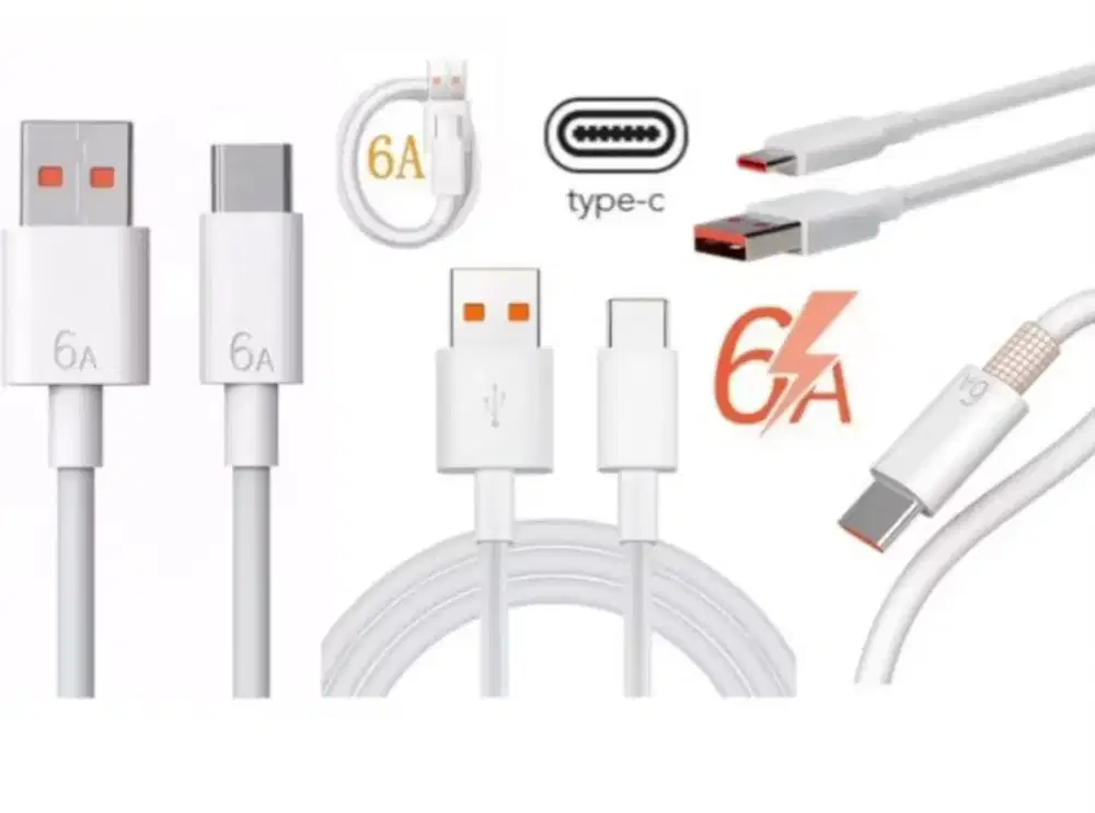 Kabel Data Fast Charging 6A warna Putih Non Packing New