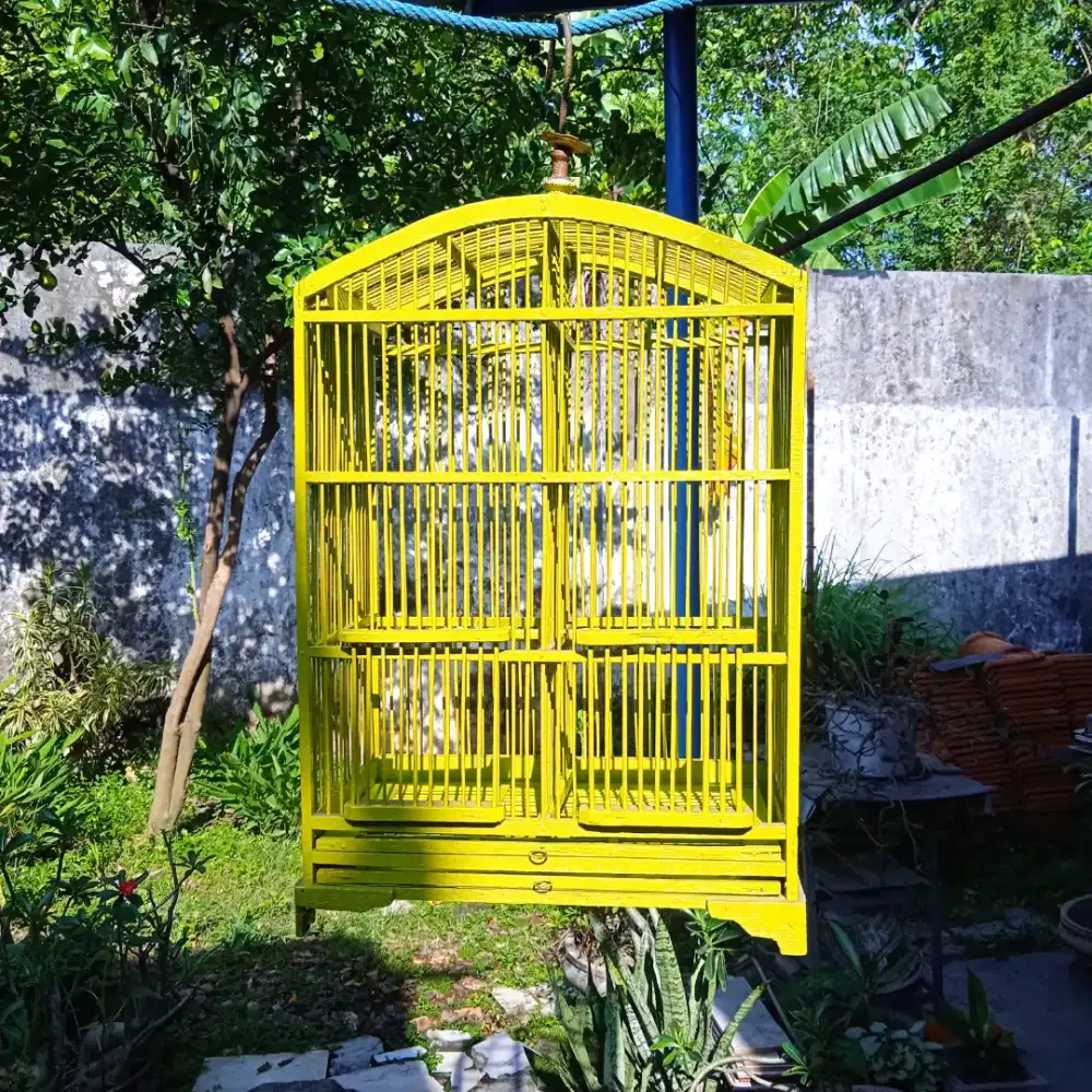 Sangkar Burung Kayu 2 Kolom - Warna Hijau