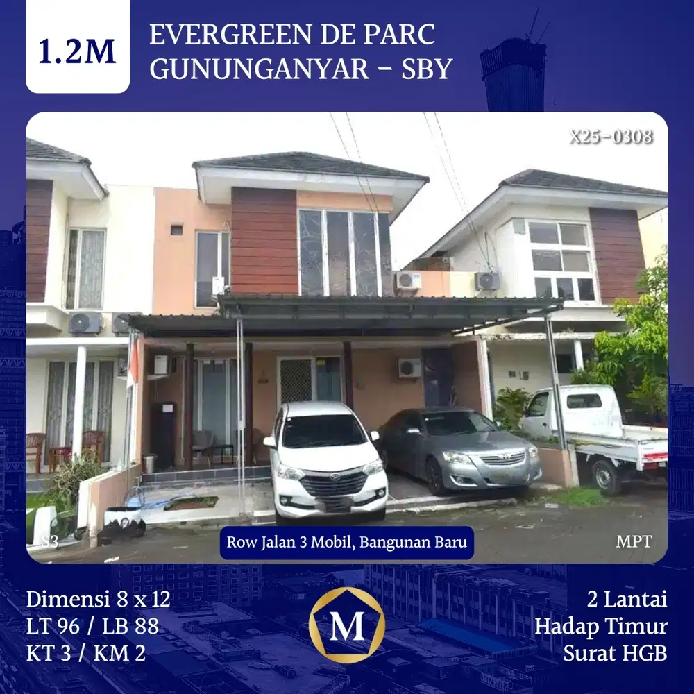 Rumah Evergreen Gununganyar dkt UPN Poltekpel MERR Rungkut Tol Juanda