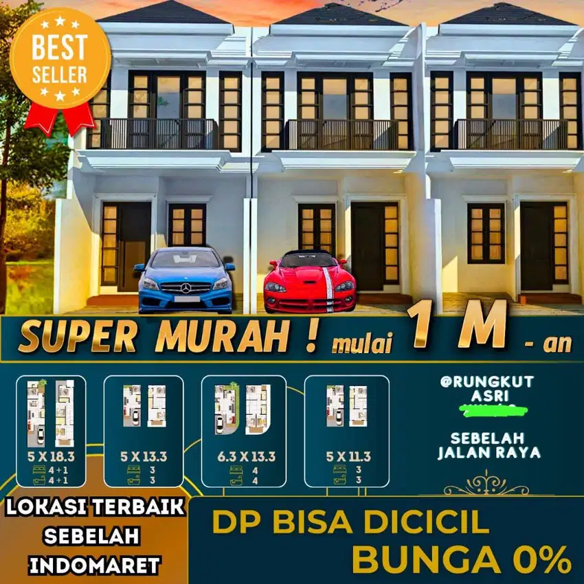 Dijual 4 Unit Rumah 2 Lantai Gress Rungkut Asri Mulai 1Man KPR - 5x-DP