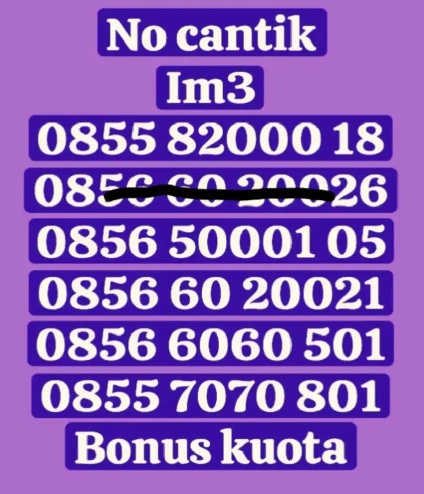 NOMOR CANTIK IM3 11 DIGIT