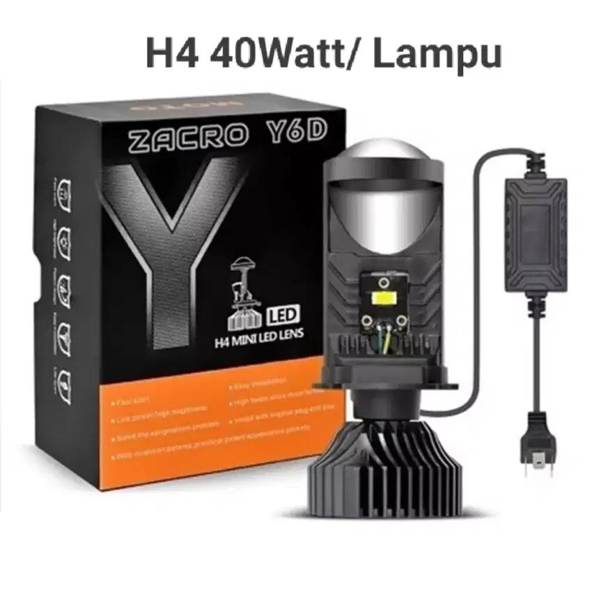 Lampu Led H4 Mini Projector Y6d 40watt Super Terang, Mobil& Motor
