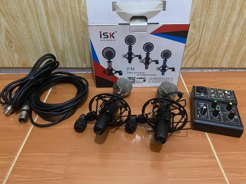 Mic Recording Condenser ISK P33 2set + Soundcard ISK