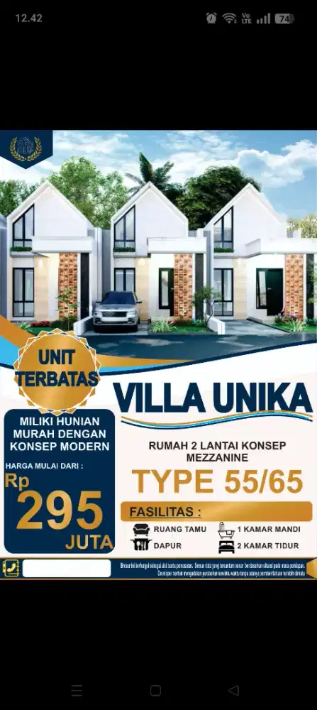 Rumah 2lantai mezzanine bagus dan murah di Tinjomoyo