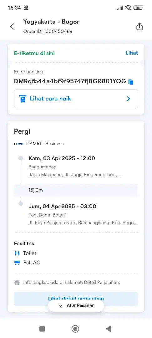 Jual 4 tiket Bus Yogyakarta-Bogor
