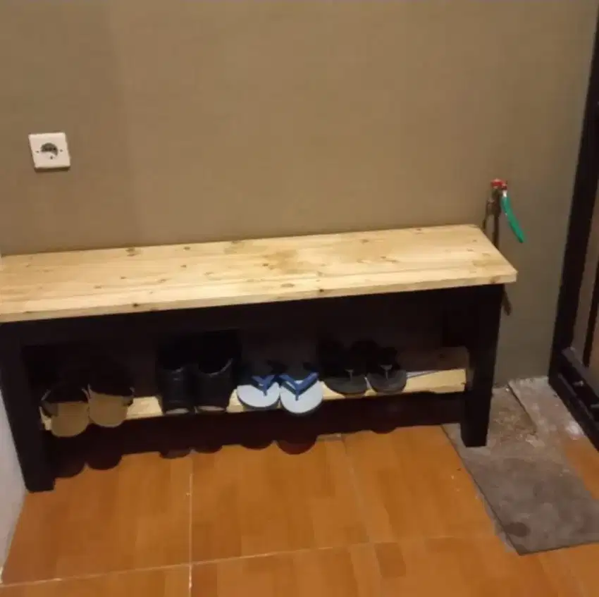 Bangku Kayu, Kursi Rak Sepatu, Dingklik Rak Sandal, Kursi Warung