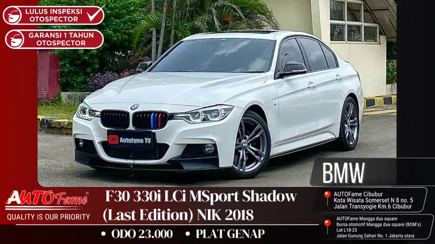 BMW F30 330i LCi MSport Shadow (Last Edition) Fullspec NIK 2018