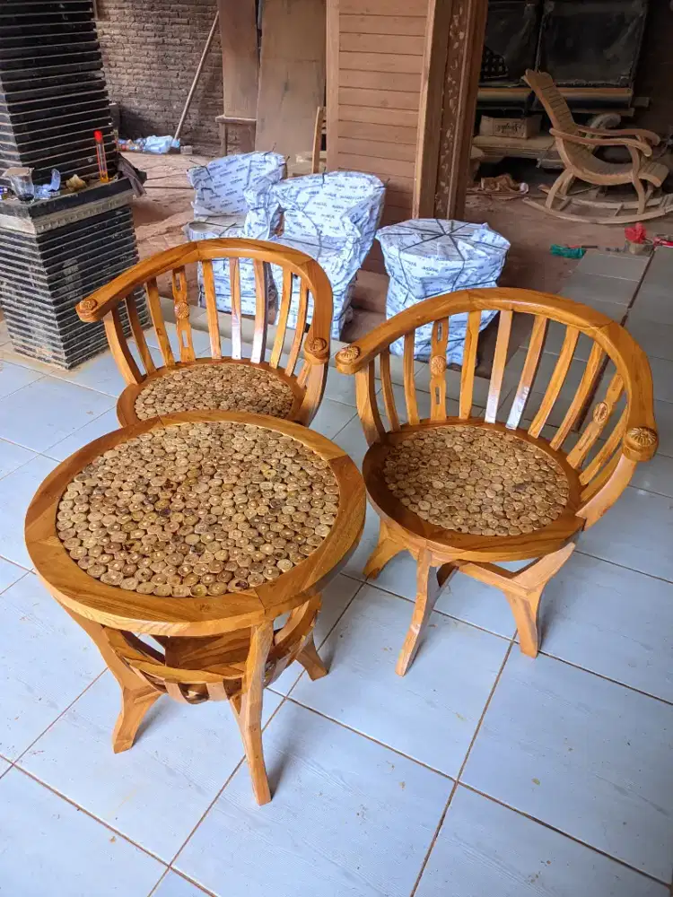 Kursi teras mangkok koin jati COD