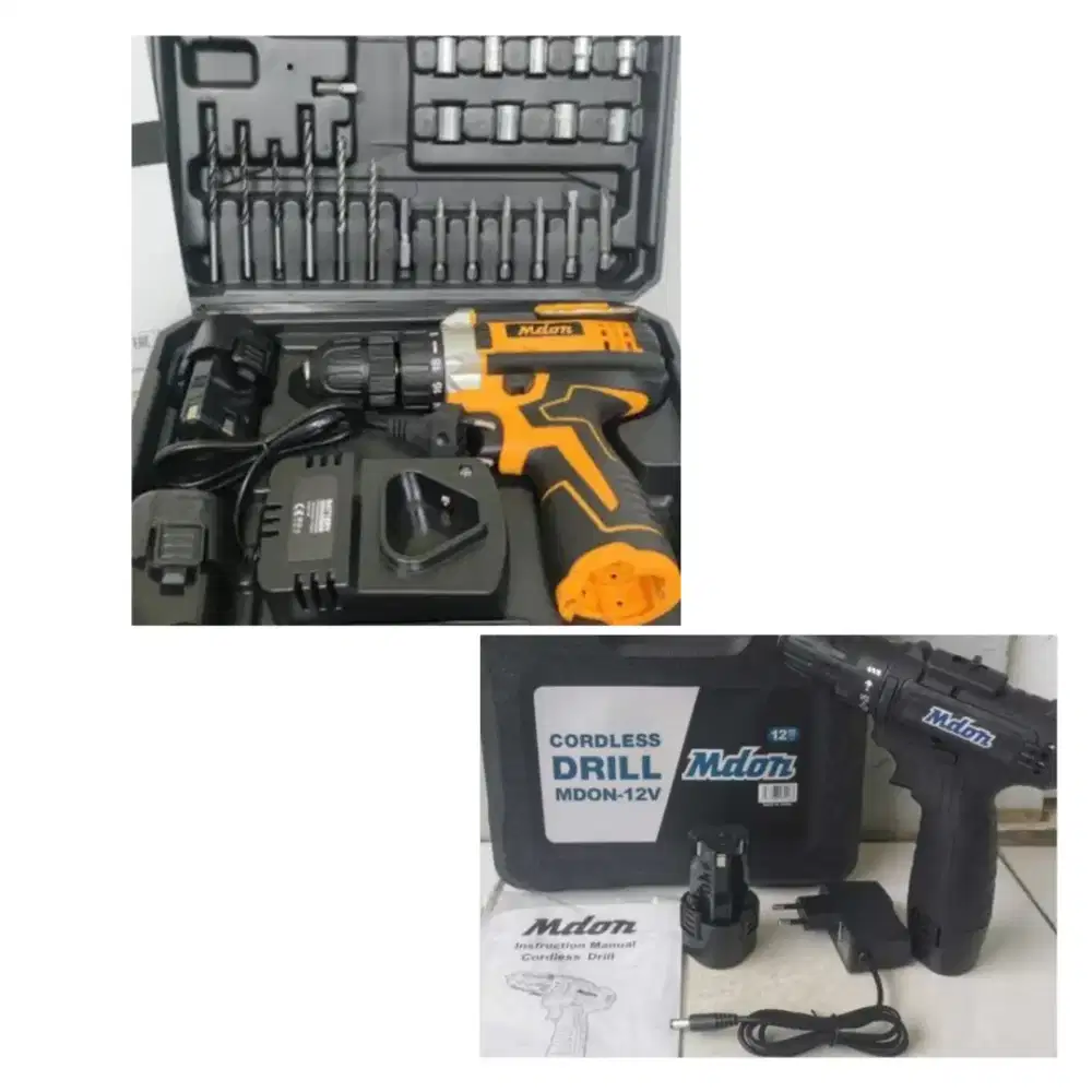 Bor cordless 12 V bor baterai 10 mm serbaguna utk besi baja kayu
