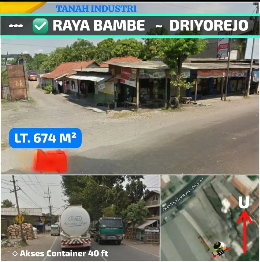 Tanah / lahan di Raya Bambe Driyorejo Gresik