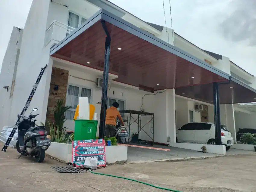 KANOPI MINIMALIS BAJARINGAN + ATAP ALDERON RS + PLAFON PVC