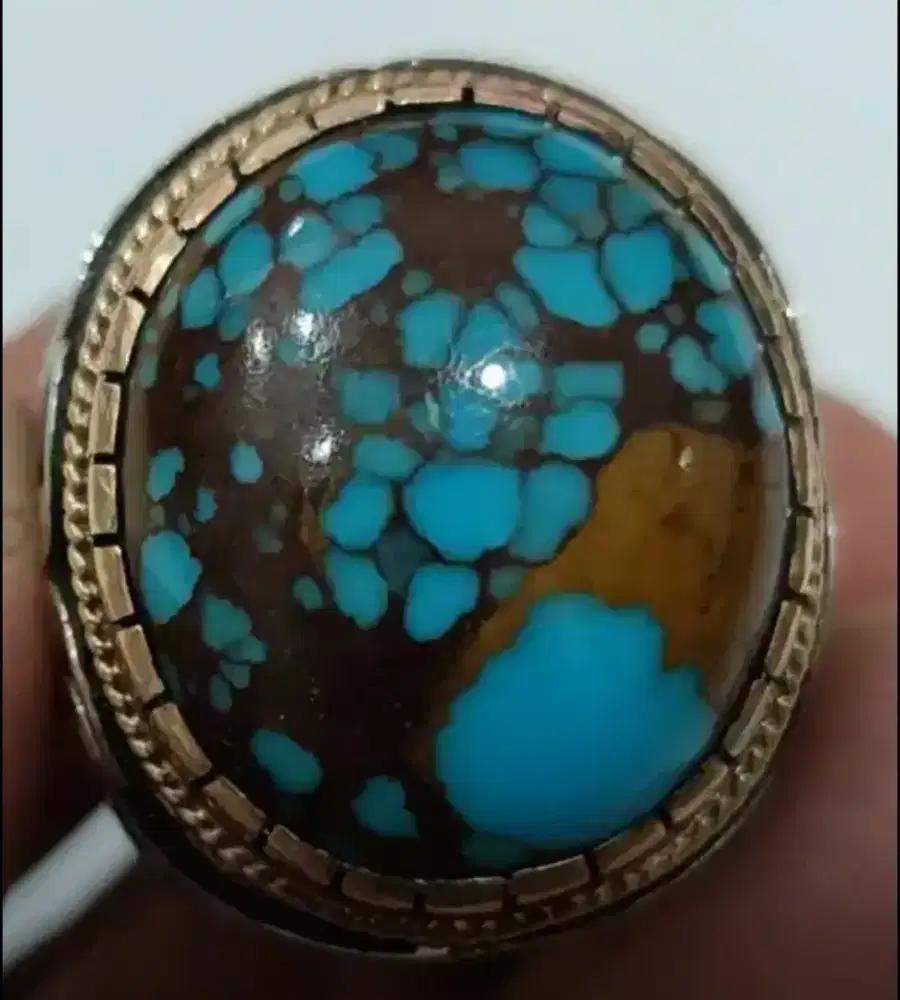 Natural Turquoise pirus mesir ring perak memo