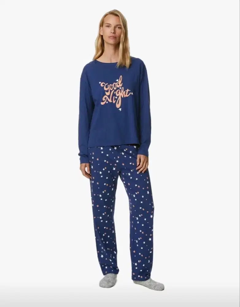 Marks & Spencer Pyjama Baju Tidur Wanita - Pure Cotton 'Good Night'