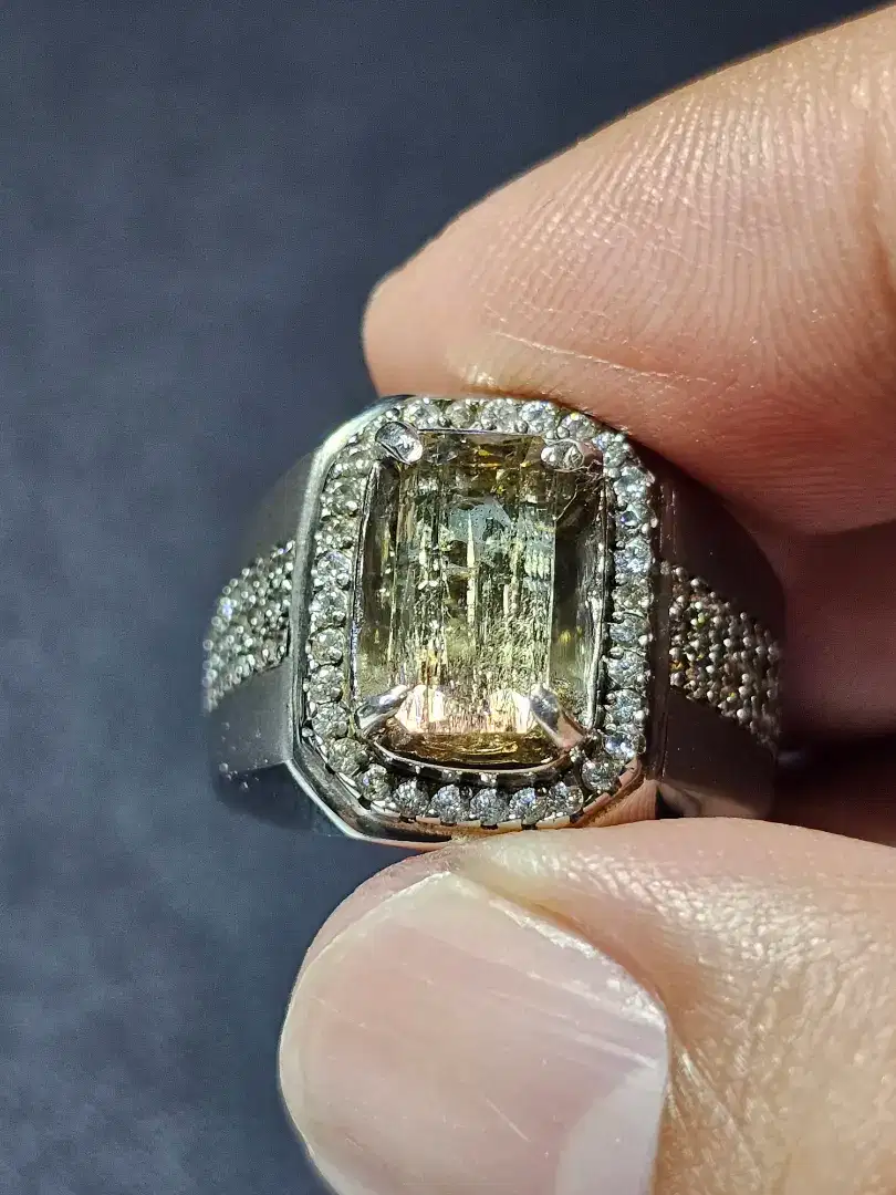 Natural watermelon tourmaline Ring Perak Memo