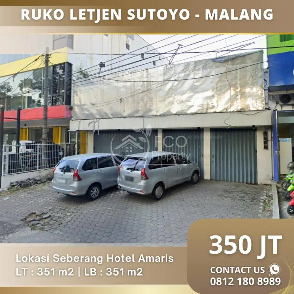 Ruko Letjen Sutoyo Malang Seberang Hotel Amaris
