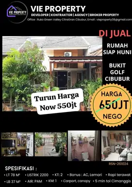 JUAL BUTUH RUMAH BUKIT GOLF CIBUBUR 500jutaan
