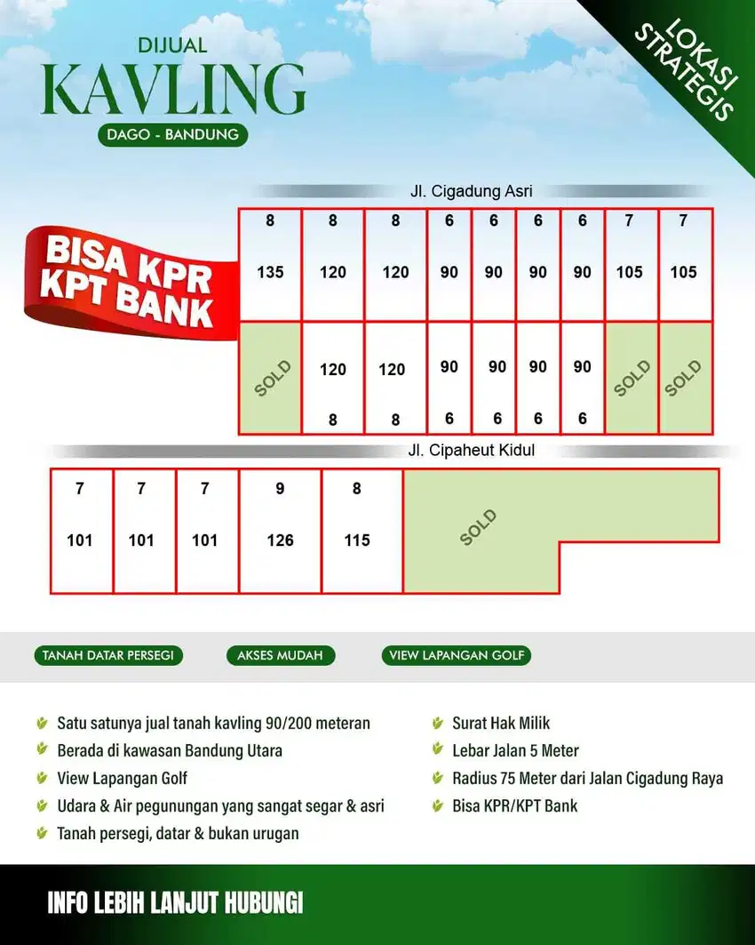 Unit Kavling Lokasi Strategis Radius 75m Dari Jl. Cigadung Raya
