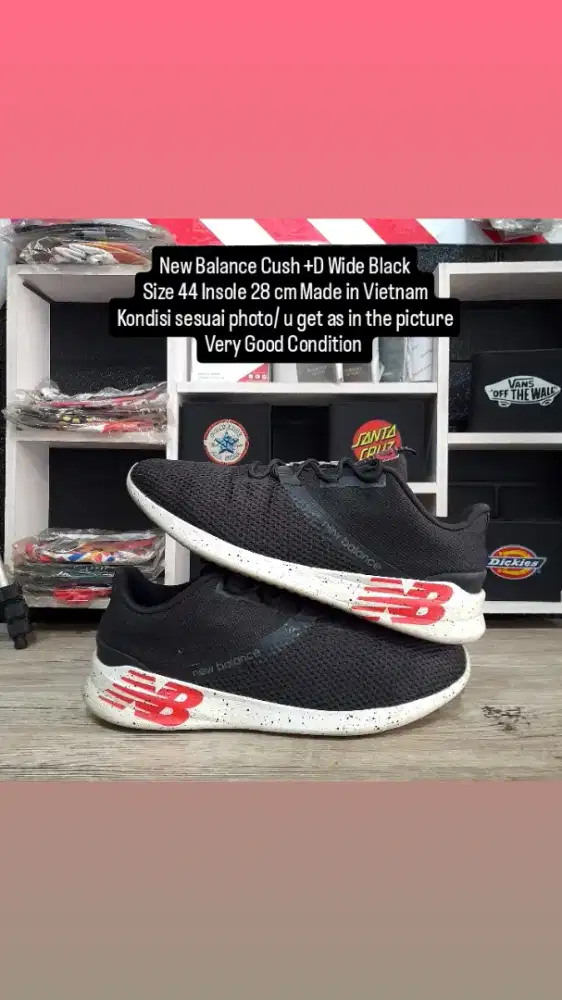 New Balance Cush +D Wide Black Size 44 Insole 28