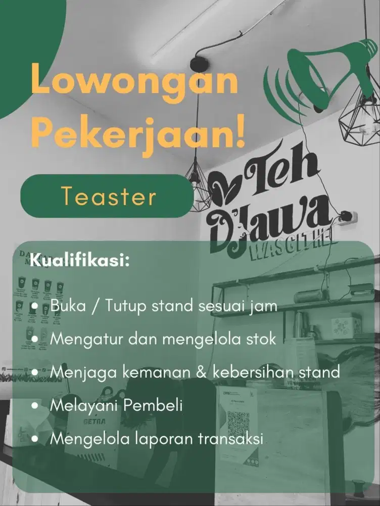 LOWONGAN KERJA JAGA STAND ES TEH - LOWONGAN KERJA JAGA KIOS MINUMAN
