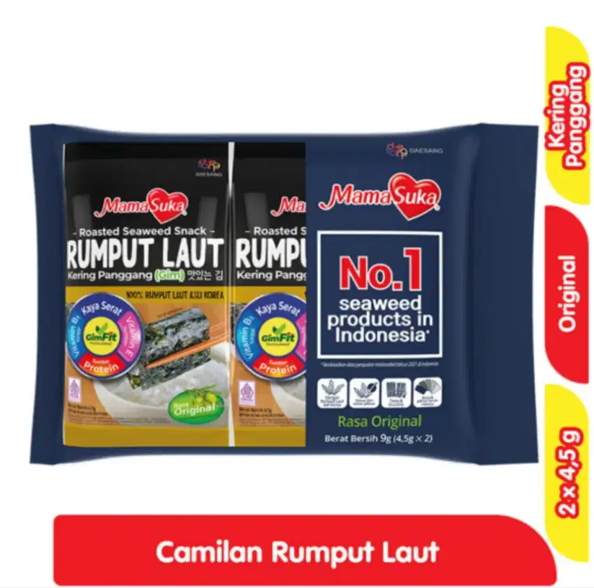 HARGA PROMO: Mama Suka Rumput Laut Kering Panggang (Nori) 4,5x2 gram