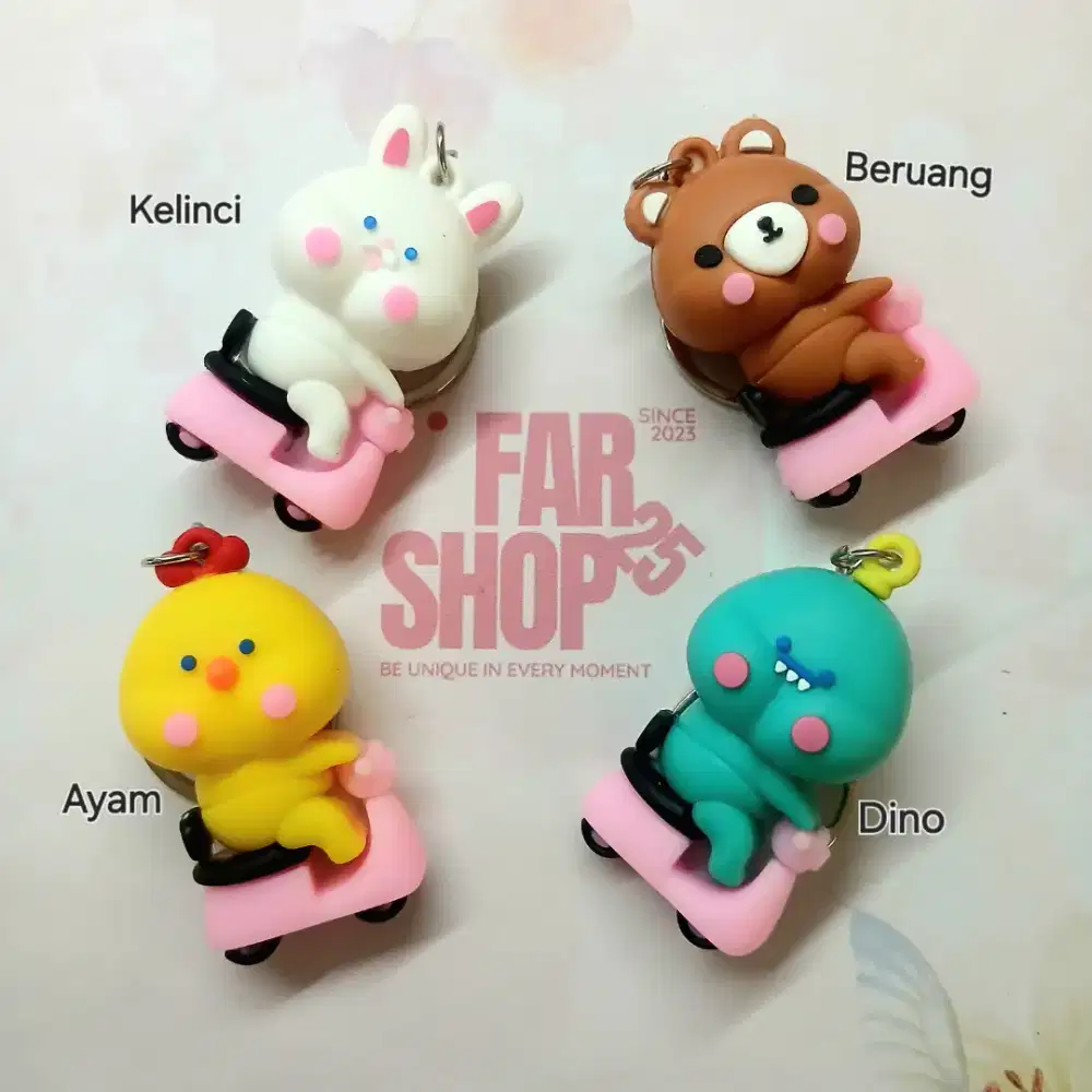 Gantungan Kunci Hewan Naik Motor - Aksesoris Lucu dan Unik