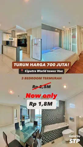 Apartemen Murah Ciputra World Vue Full furnished Mayjen sungkono