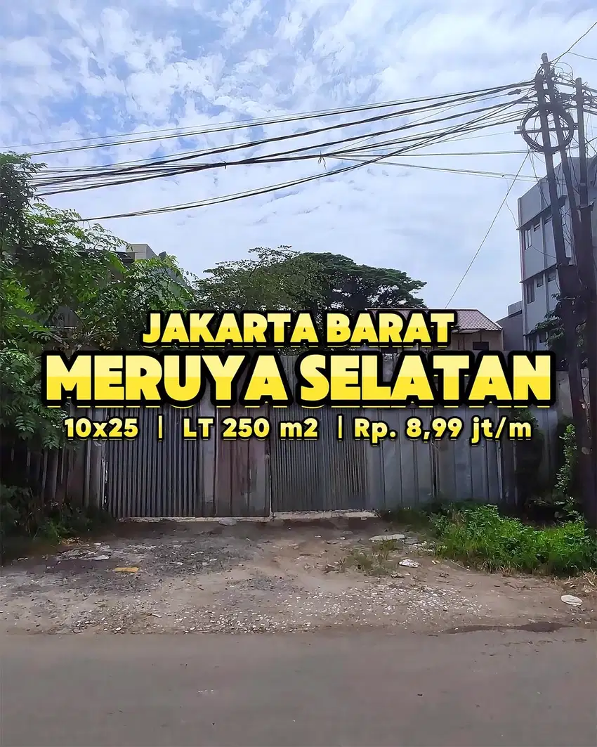 TANAH MURAH 250m2, DALAM KOMPLEK, Row JL 2 MBL, di Meruya, JAKBAR