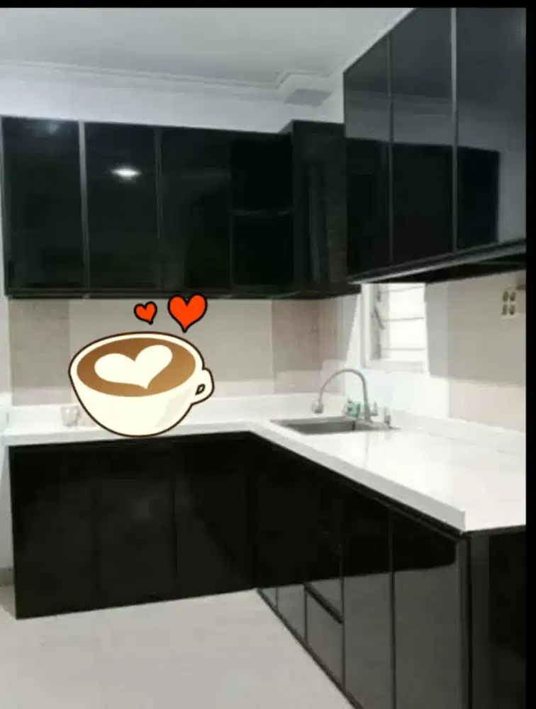 Yuk order pasang Kitchenset almunium acp fremless engsel slowmotion