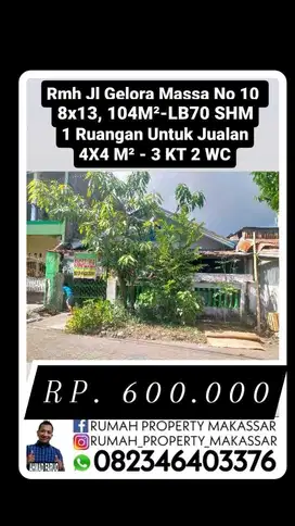 Trn harga Rmh+Kios Uk Jualan Jl Gelora Massa No 10  8X12, 96 M² LB 56