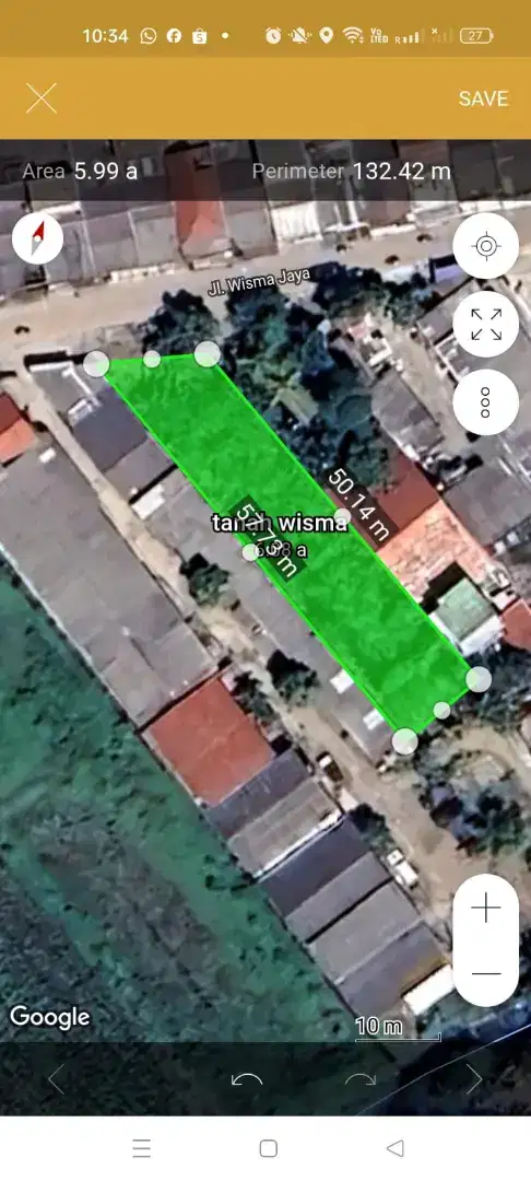 TANAH 600M PINGGIR JALAN UTAMA WISMA JAYA BEKASI TIMUR