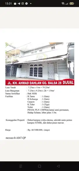 D jual murah rmh pontianak di jl kha Dahlan, lokasi strategis&rame