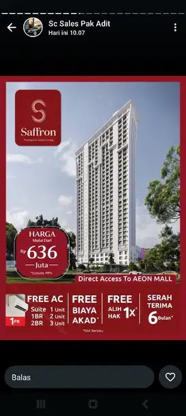SAFFRON NOBLE Apartemen Mewah