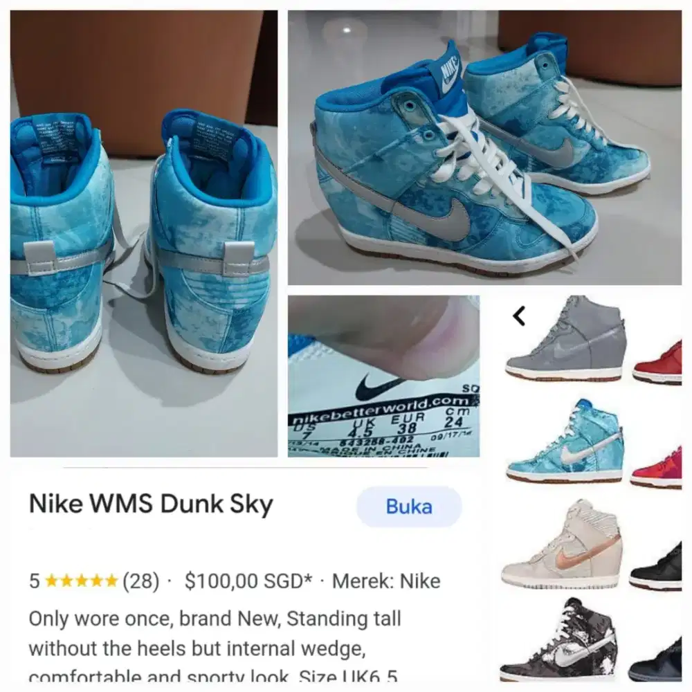 Preloved Sepatu Nike WMS Dunk Sky size 38, insole 24 cm