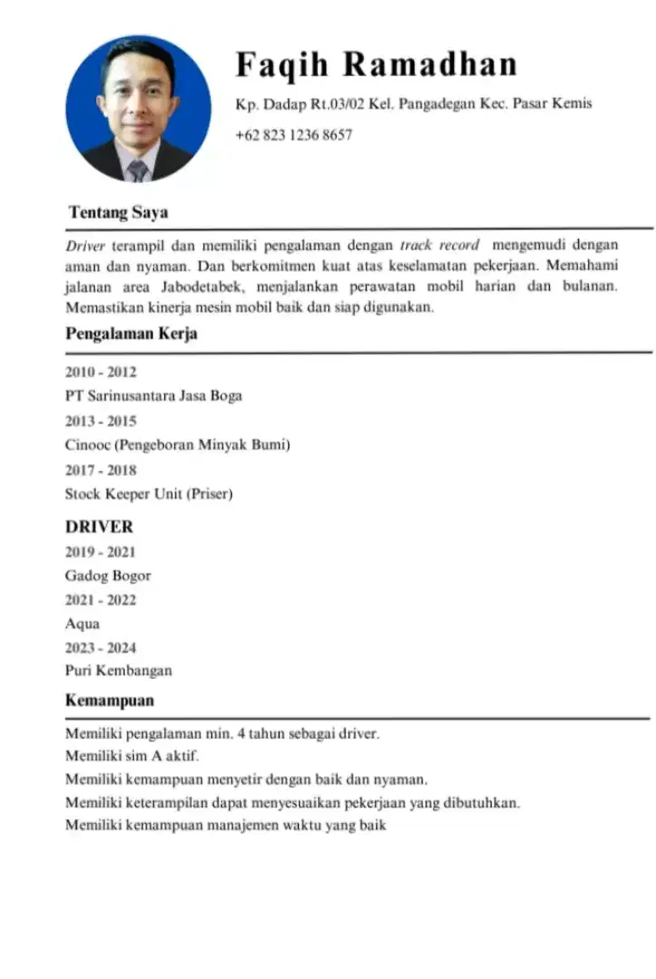 Driver pribadi/kantor