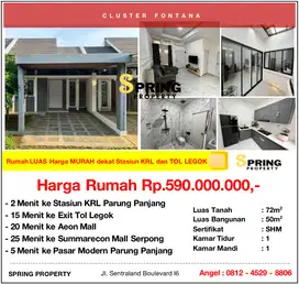 Rumah Cluster Murah The River Siap Huni Dekat Stasiun Parung Panjang