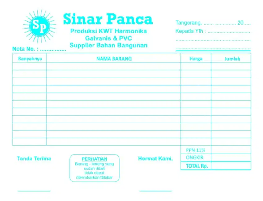 Cetak Nota invoice dll