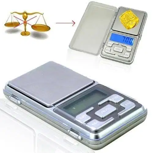 Timbangan Saku Portable Simple Emas Gold Mini Kecil Ada Layar Angka