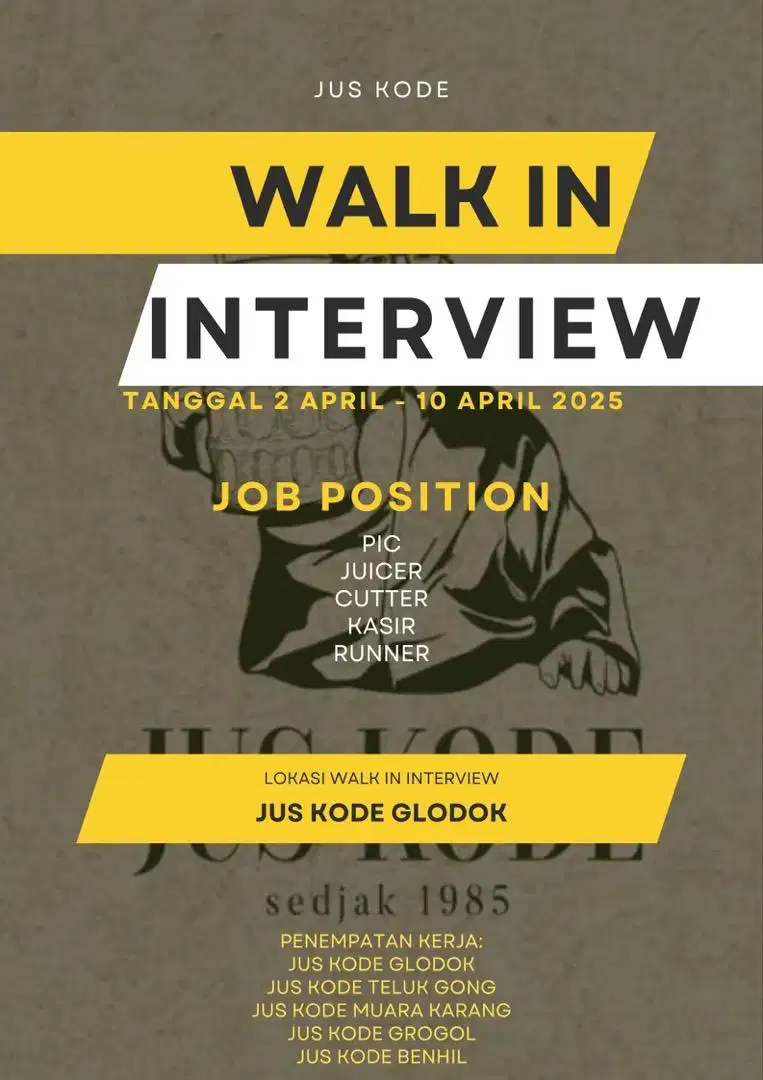 WALK IN INTERVIEW JUS KODE
