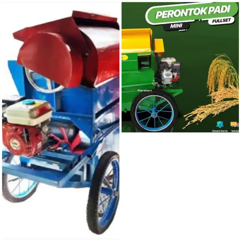 Perontok padi ada rodanya diset mesin bensin mesin tleser padi