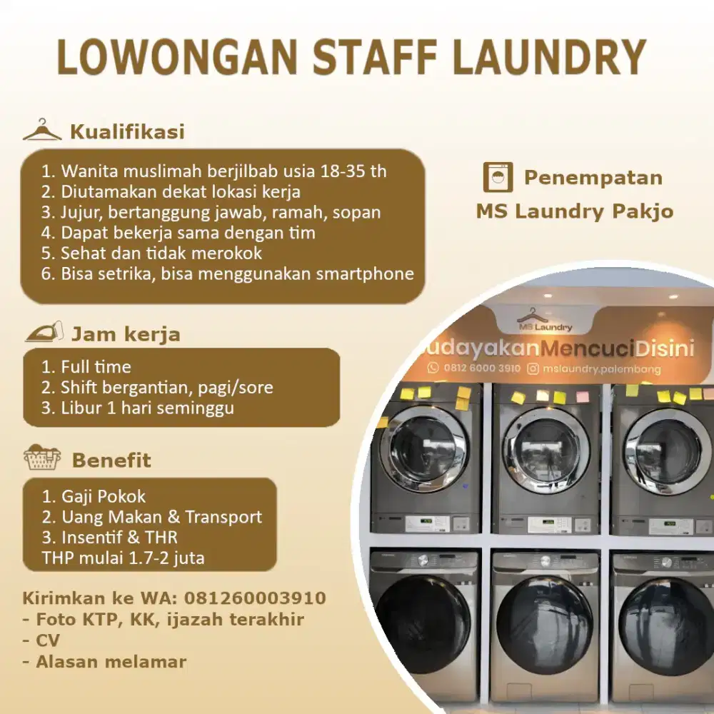 Dibutuhkan staff laundry