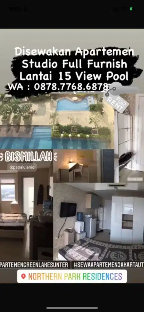 Apartement Type Studio @Greenlake Sunter