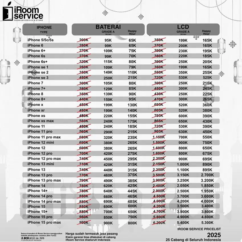 Baterai lcd iphone promo diskon up to 70% iRoom Service Serpong