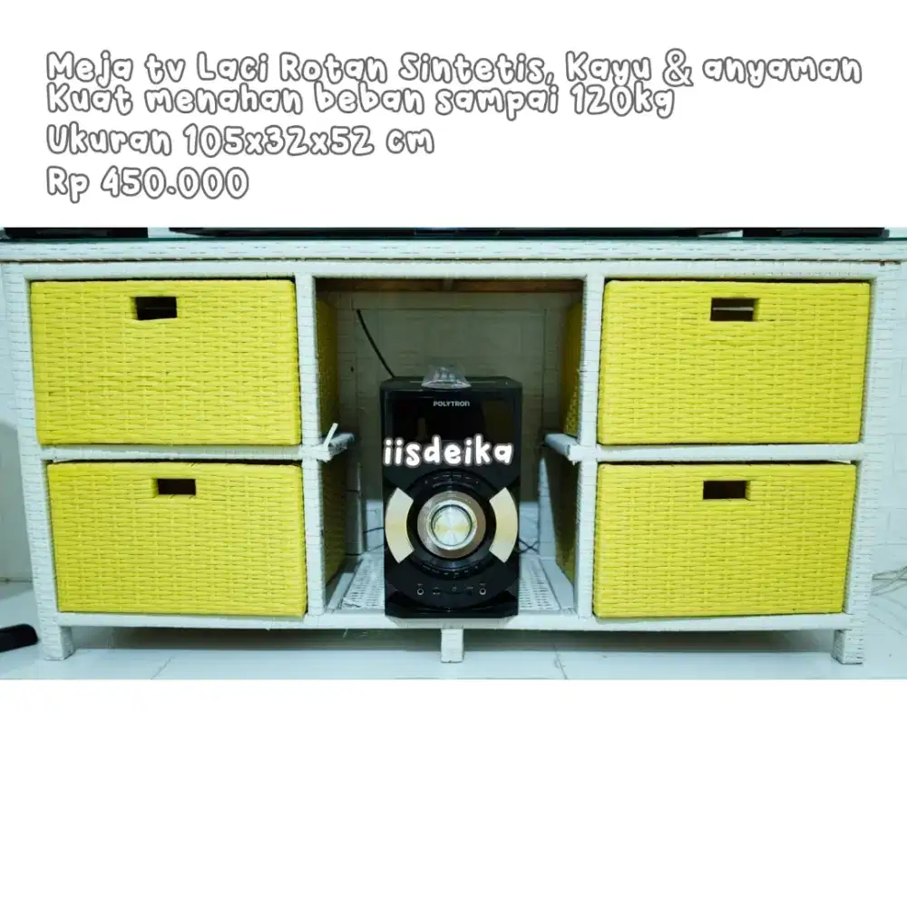 Meja tv Laci Rotan Sintetis