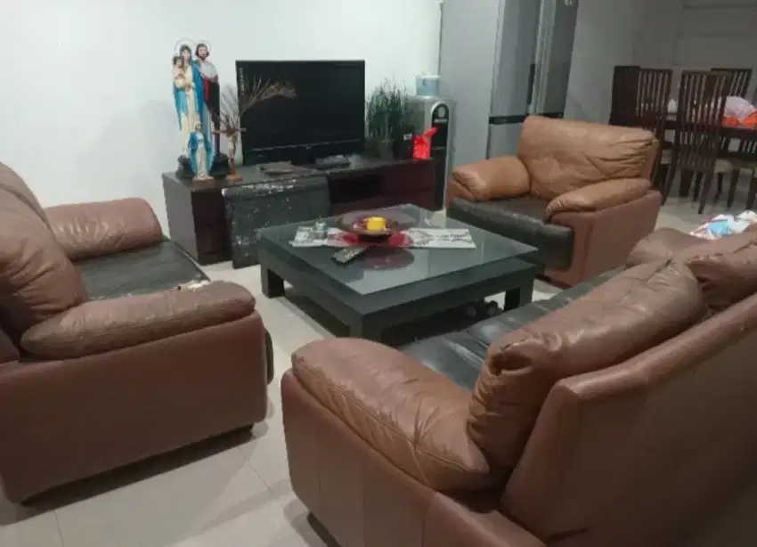 Sofa Set isi 6 untuk Ruang Tamu Cellini Coklat Premium Quality